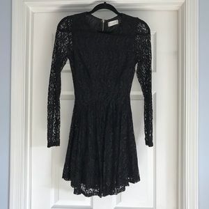 Long Sleeve Black Lace Fit’n Flare Dress